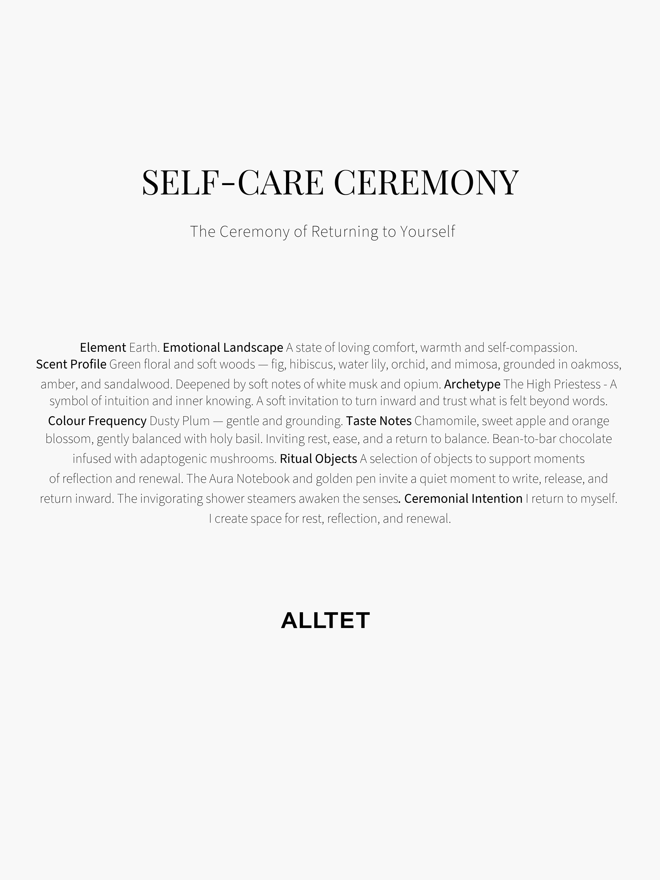 ALLTET CEREMONY - SELF CARE