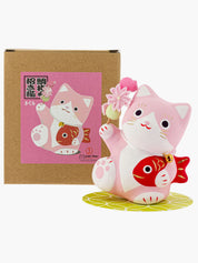 Double Fortune Maneki Neko Pink