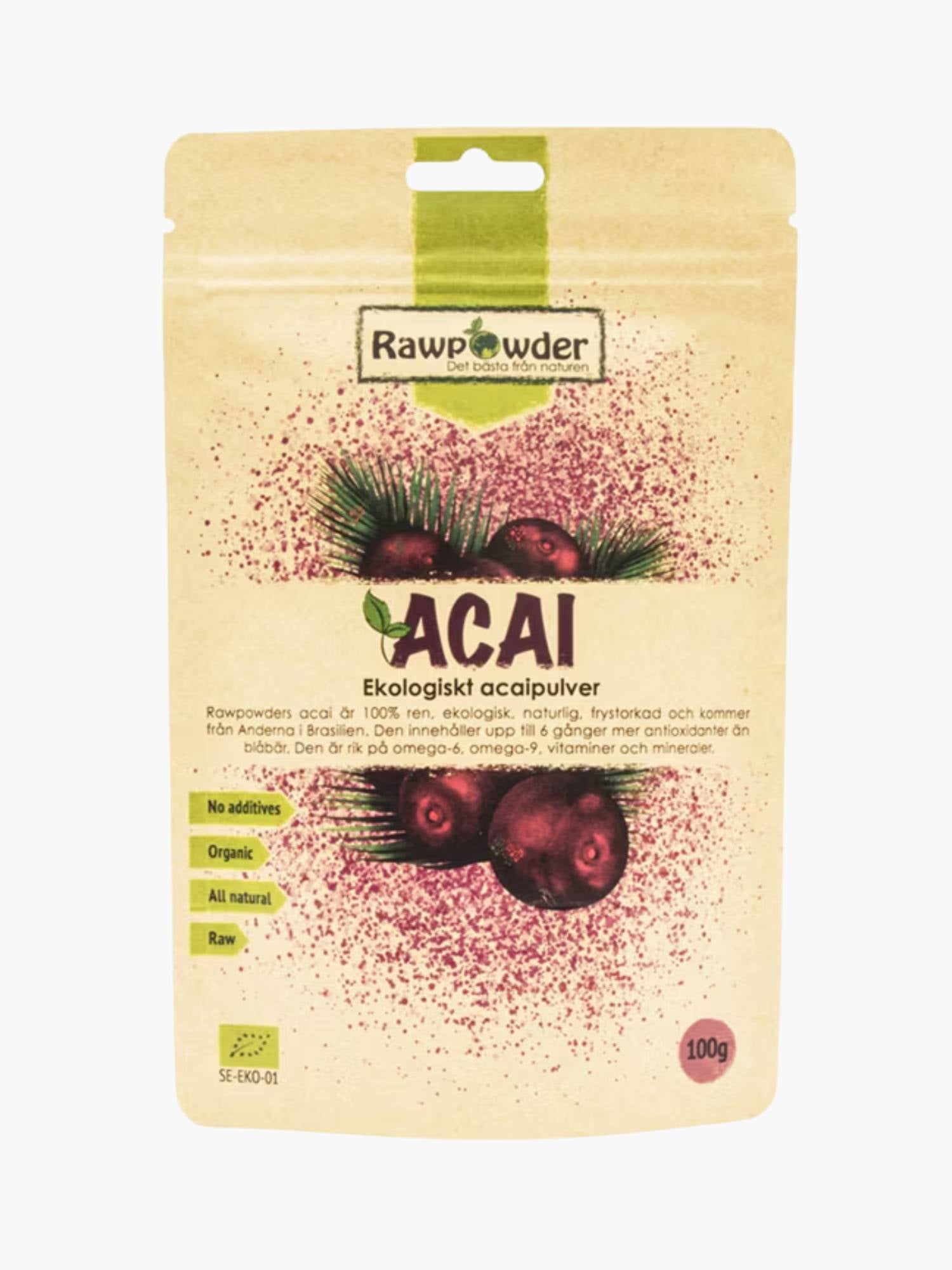 Acai bär pulver frystorkad 100g Rawpowder