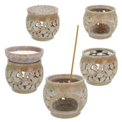Beige Soapstone Aromalampa & Rökelsehållare