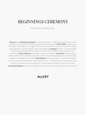 ALLTET CEREMONY - BEGINNINGS