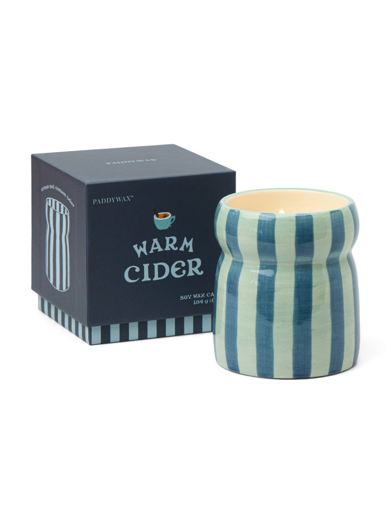 Doftljus Cabana Warm Cider - Blå/Marinblå Randig