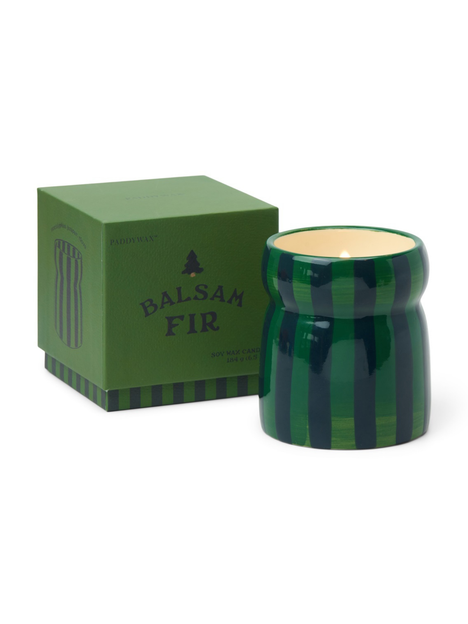 Doftljus Cabana Balsam Fir – Grön/Marinblå Randig