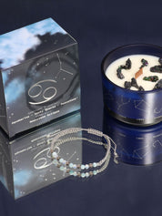 Cancer Zodiac Crystal Candle med kristallarmband