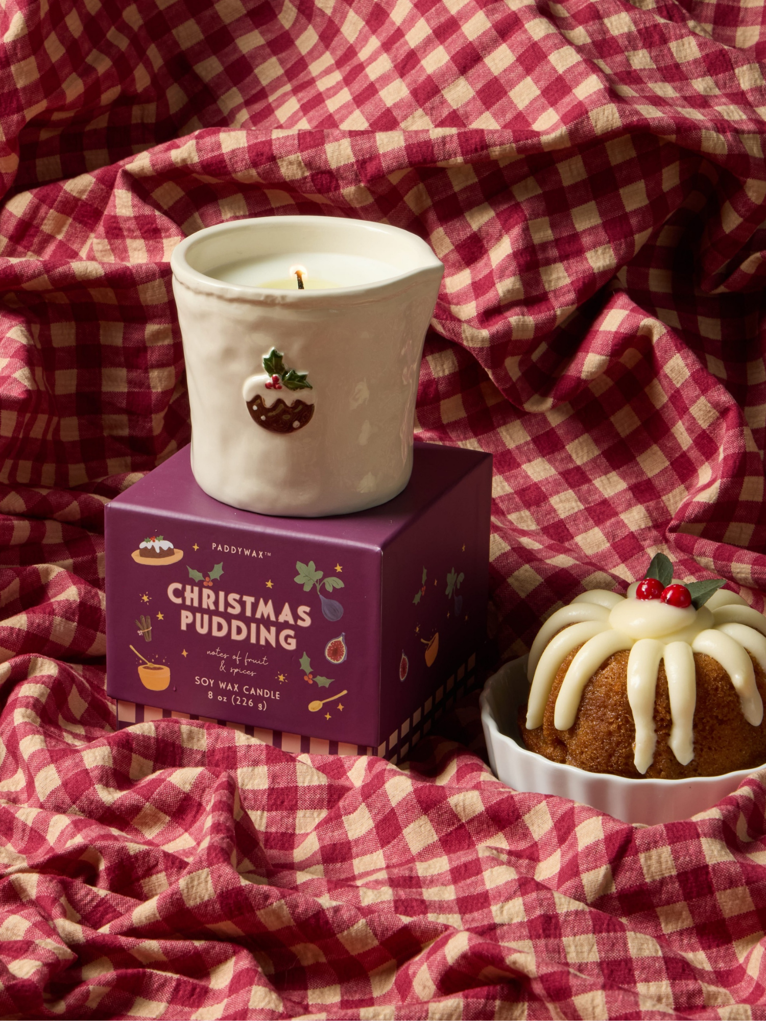 Doftljus i keramikkrus – Christmas Pudding
