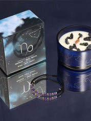 Capricorn Zodiac Crystal Candle med kristallarmband