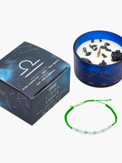 Libra Zodiac Crystal Candle med kristallarmband