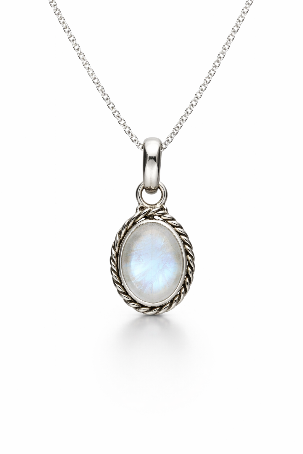 Bohemian Oval Moonstone Pendant 925 Sterling Silver