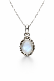 Bohemian Oval Moonstone Pendant 925 Sterling Silver
