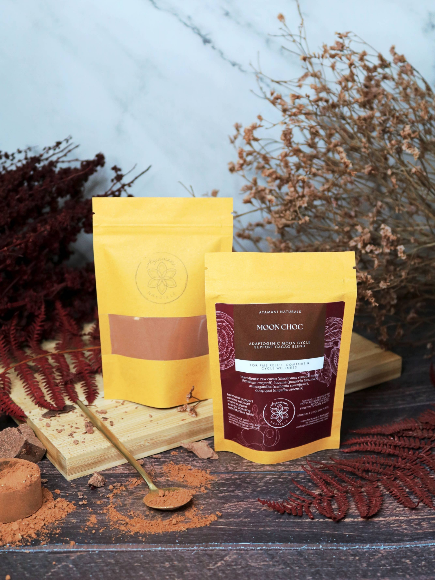 Ayamani Moon Choc Ceremoniell Cacao för Cyklisk Balans 60 gram