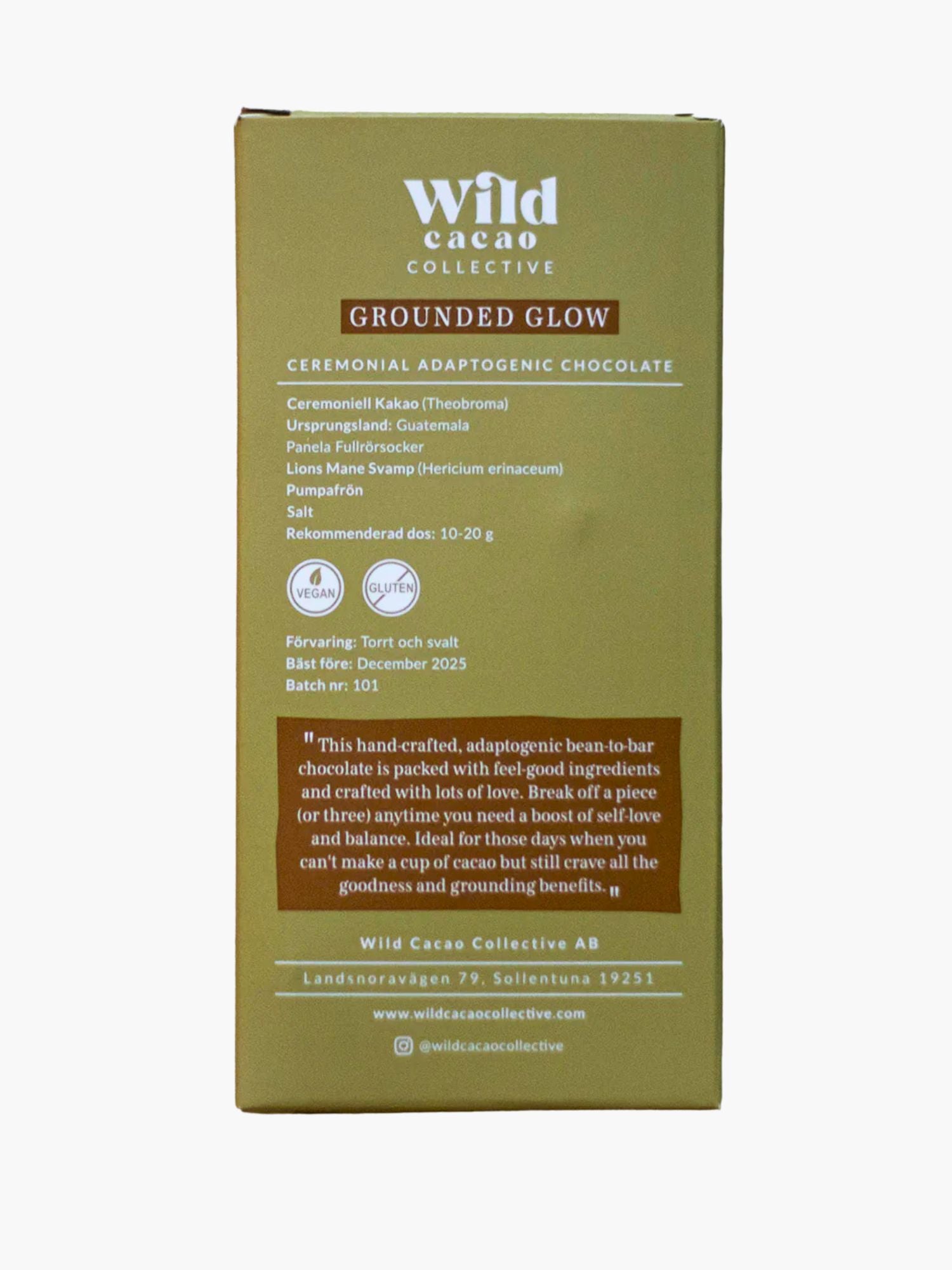 Grounded Glow Adaptogenic Ceremonial Chocolate Bar 50 gr