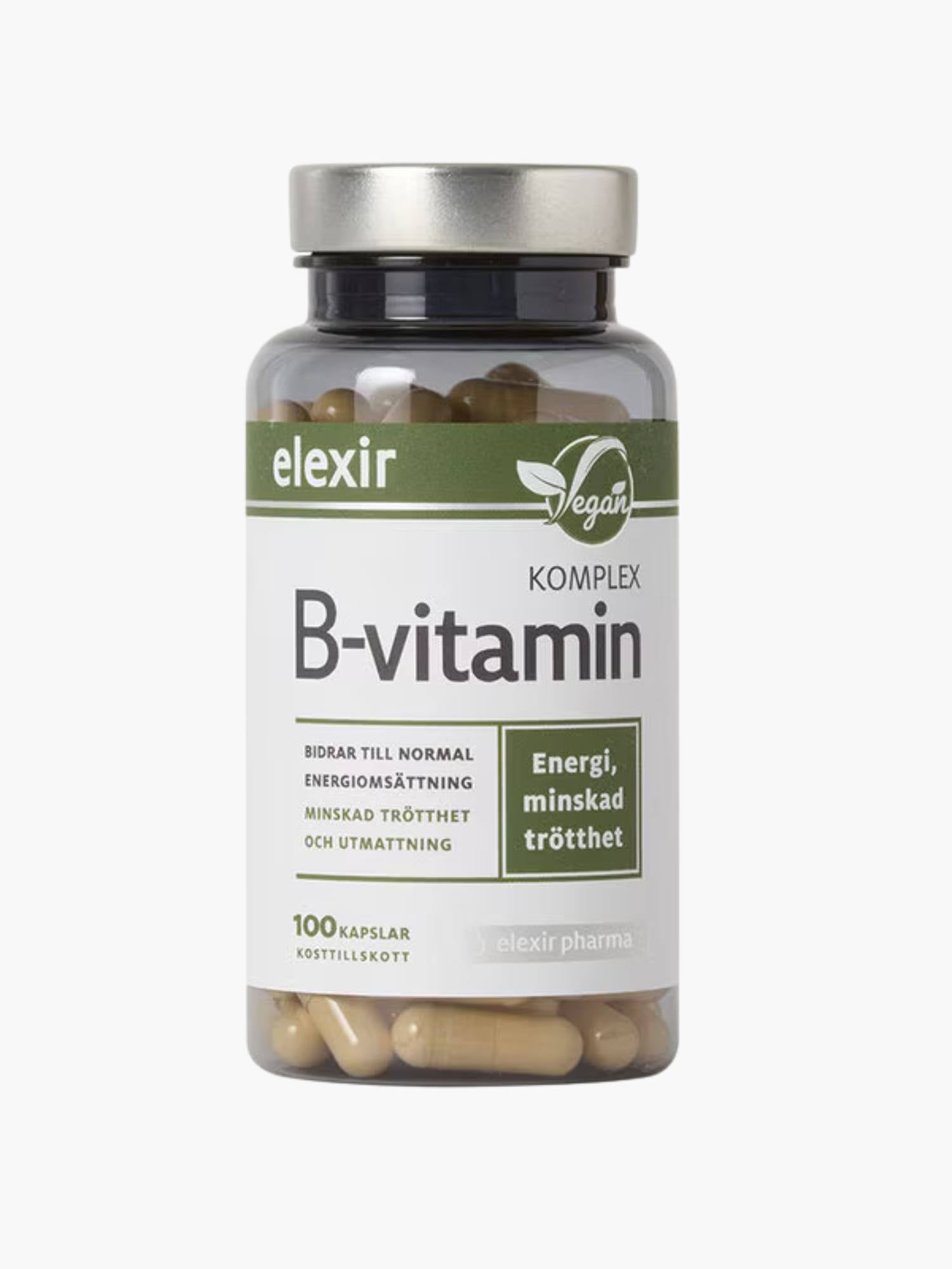 B-Vitamin Komplex 100 kapslar Elexir Pharma