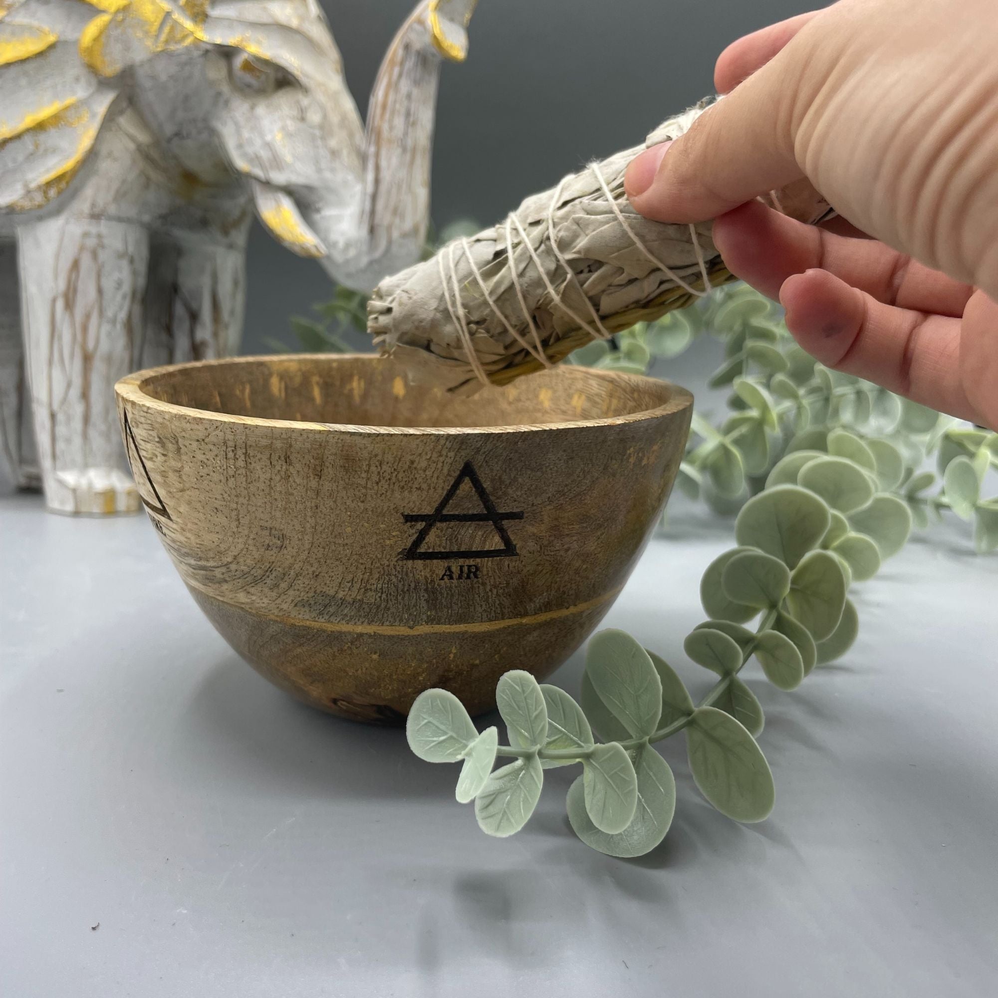 Four Element Wooden Smudge & Ritual Bowl