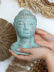 Tranquility Buddha Head Green Copper