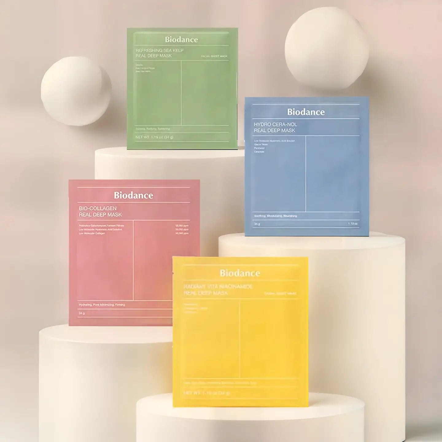 4 st Biodance Real Deep Mask – Glow, Balance, Vitalize & Repair