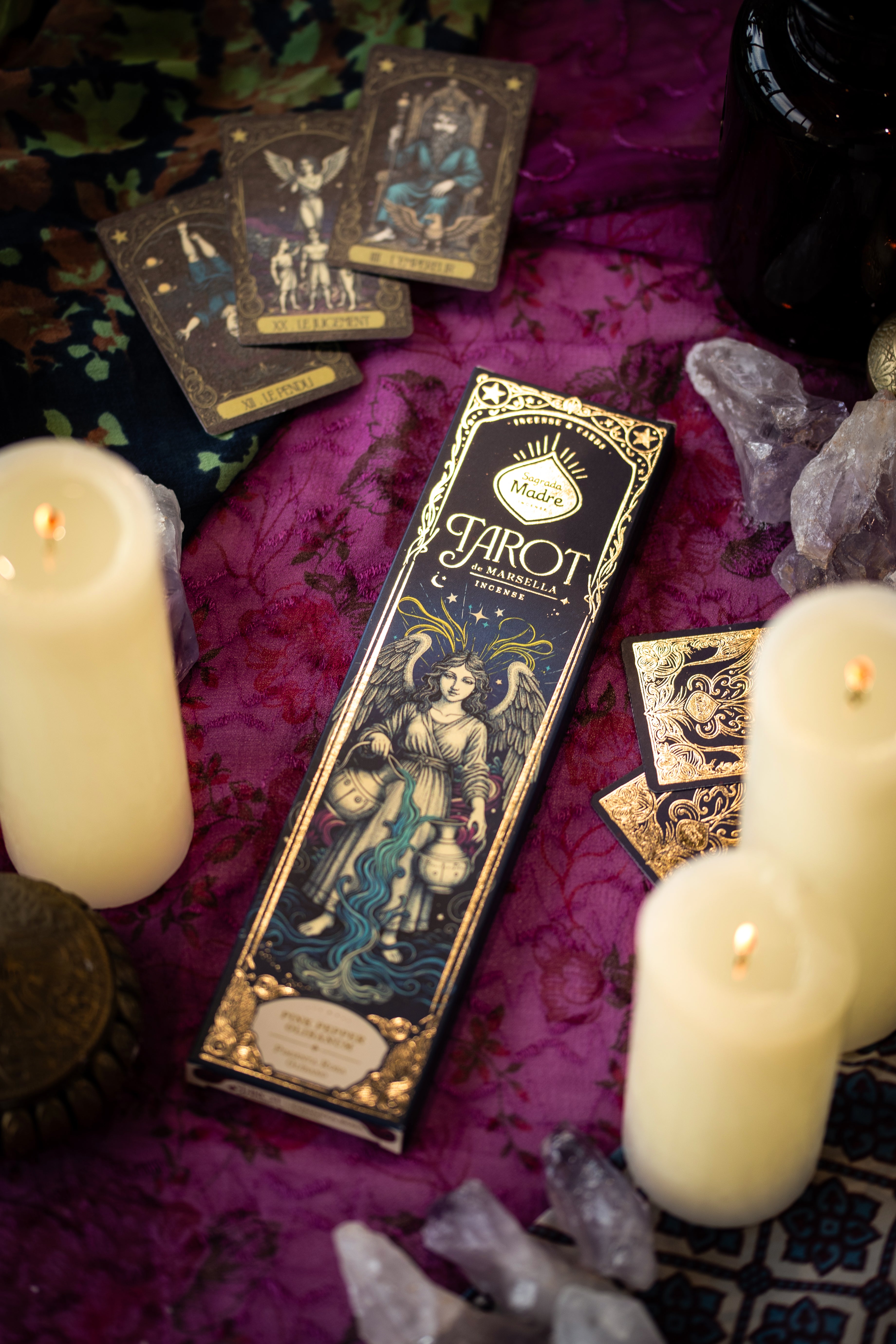 Tarot Marsella Pink Pepper & Frankincense rökelse Sagrada Madre