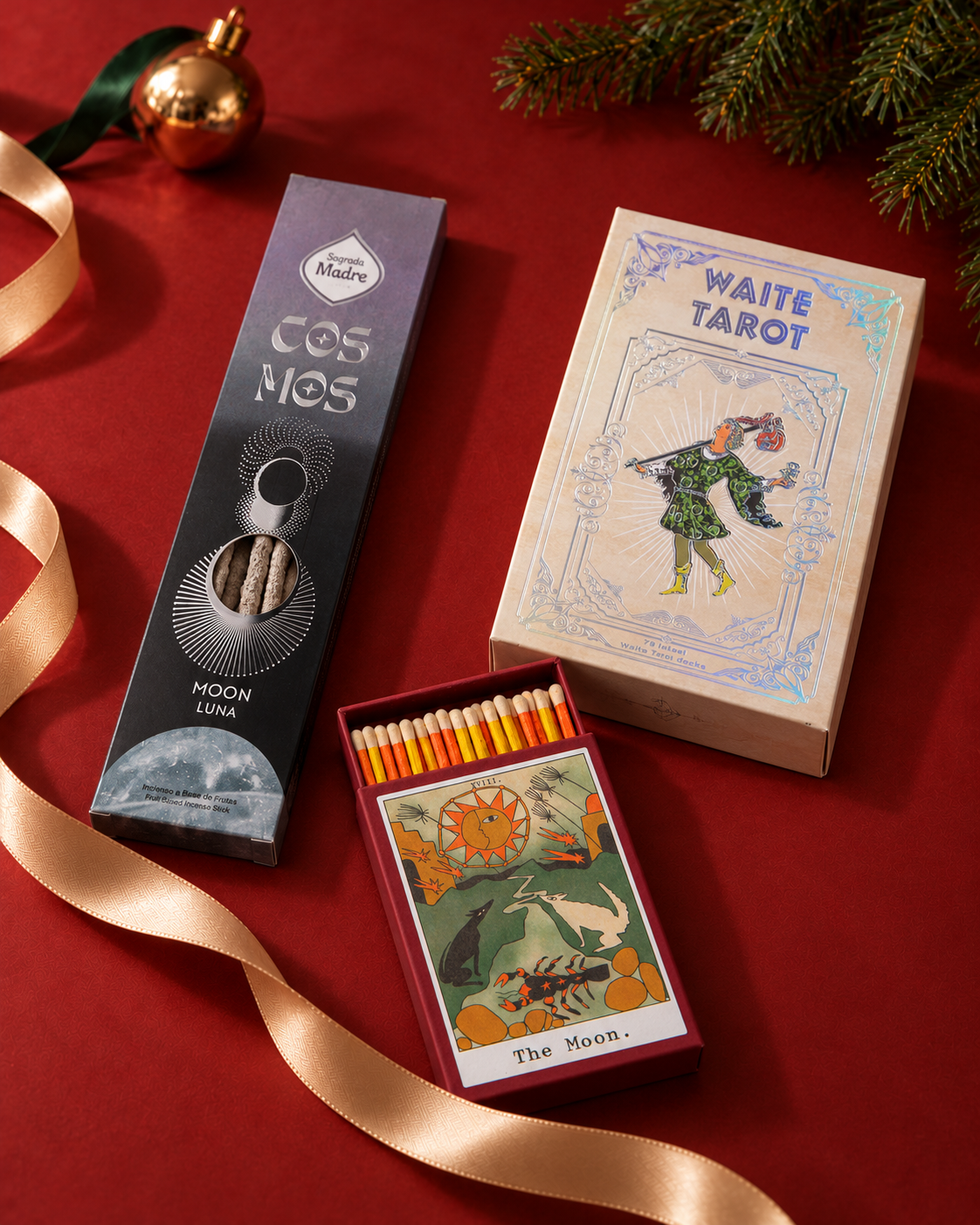 Presentset med Silver Foil Tarot Deck, rökelse & tändstickor