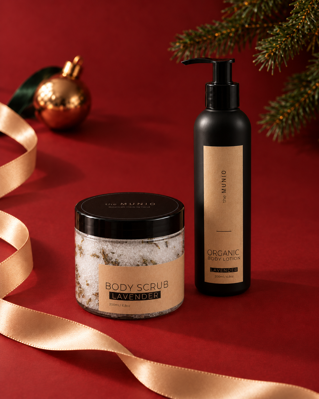 Kroppsvårdsset med Lavendel – The Munio Body Lotion & Body Scrub