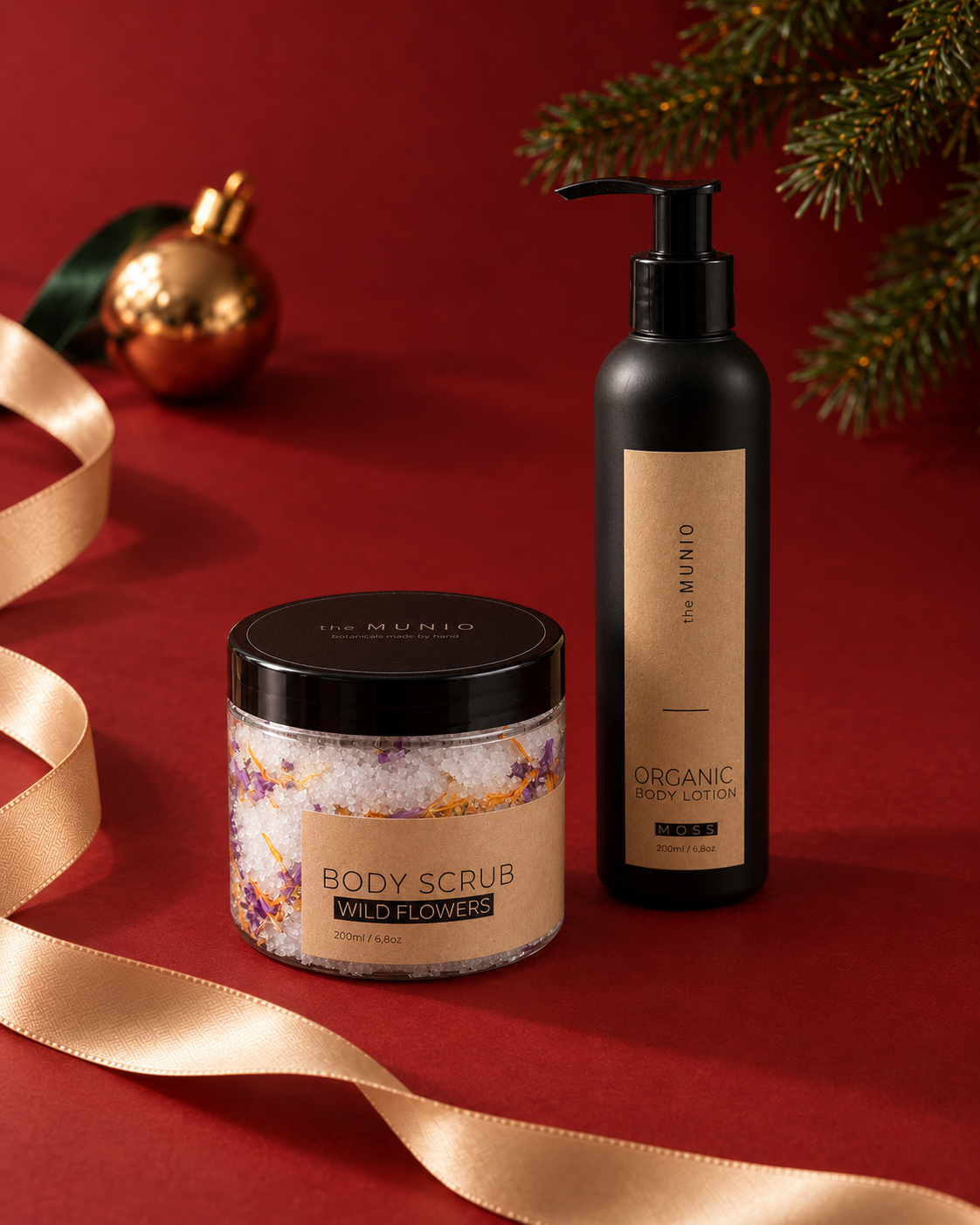 Kroppsvårdsset med Moss & Wild Flowers – The Munio Body Lotion & Body Scrub