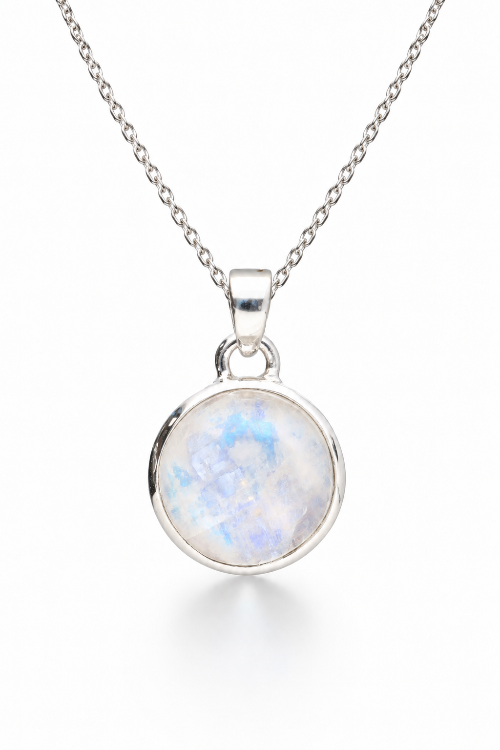 Bohemian Moonstone Circle Pendant 925 Sterling Silver