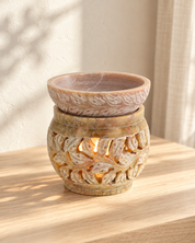 Beige Soapstone Aromalampa & Rökelsehållare