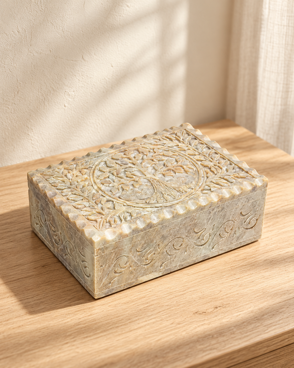 Soapstone Tarot & Jewellery Box Tree of Life