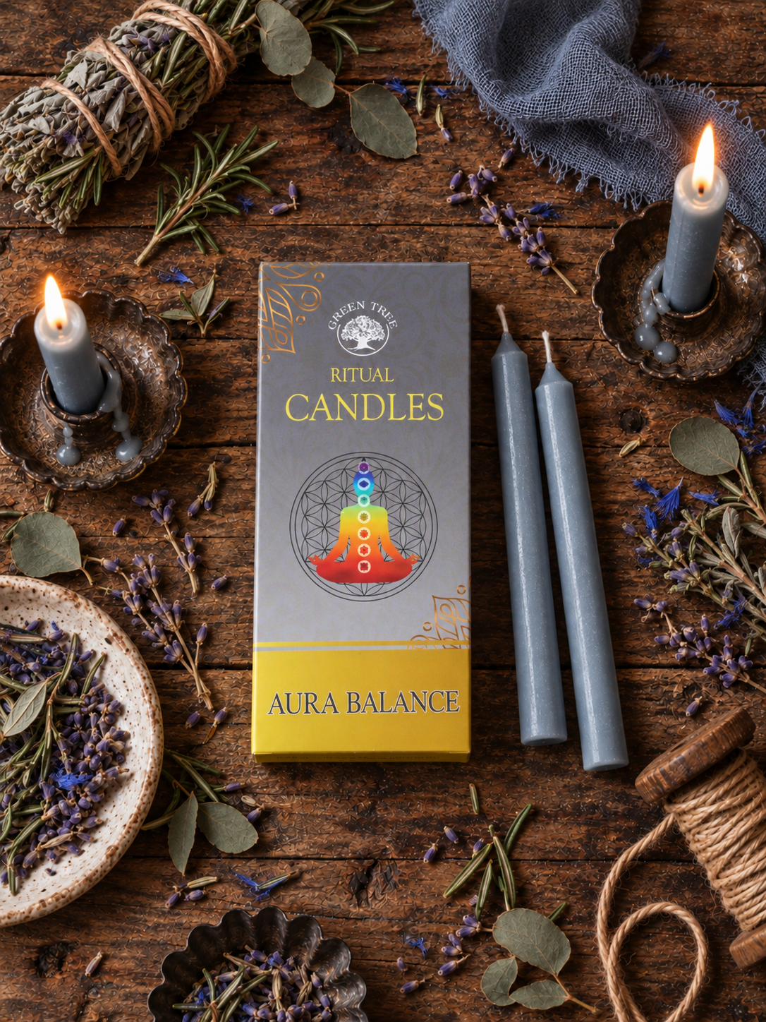 Green Tree Ritual Candle - Aura Balance 10-pack