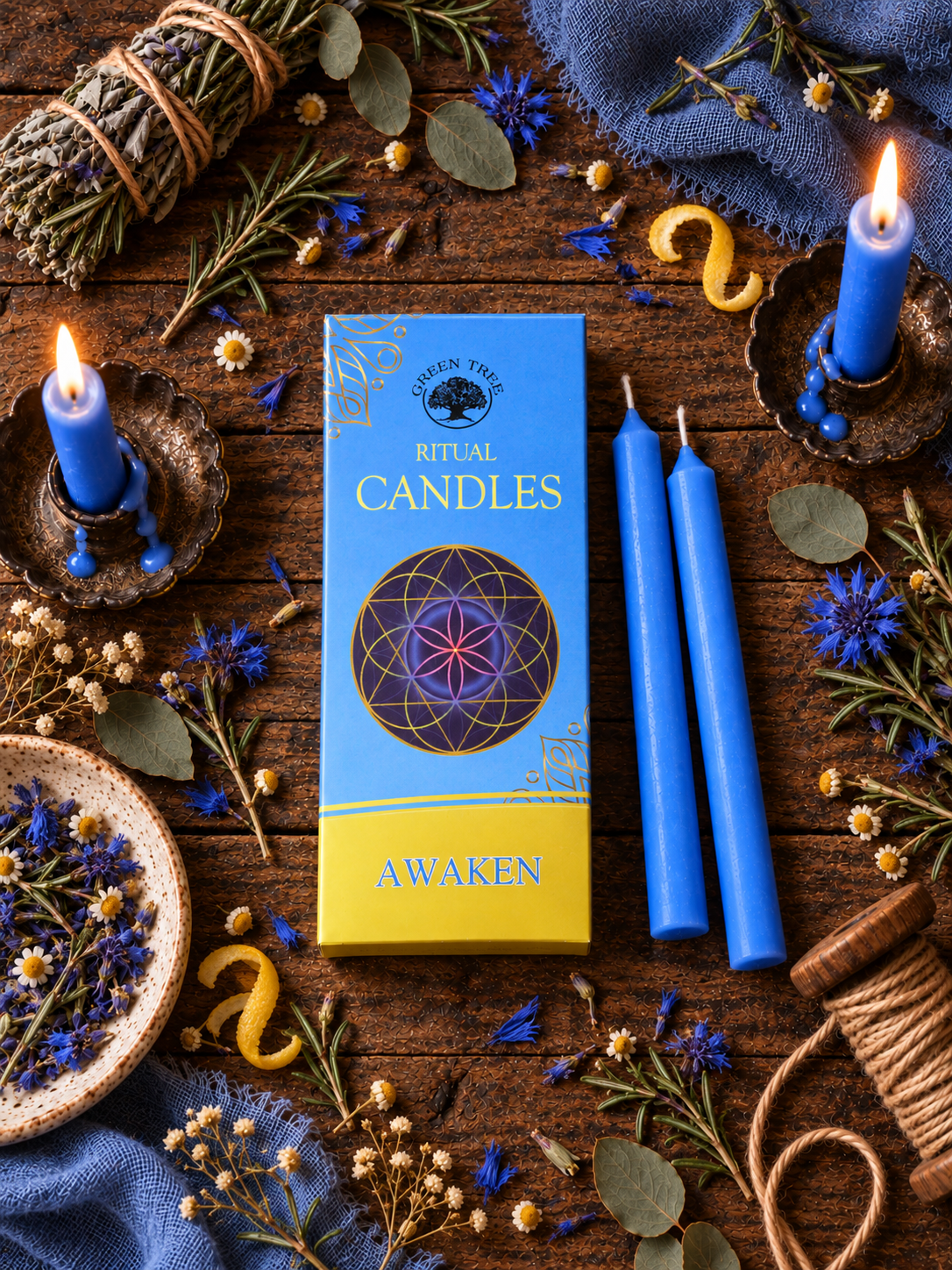 Green Tree Ritual Candle - Awaken 10-pack