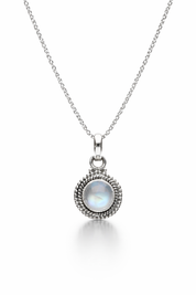Bohemian Moonstone Circle Pendant 925 Sterling Silver