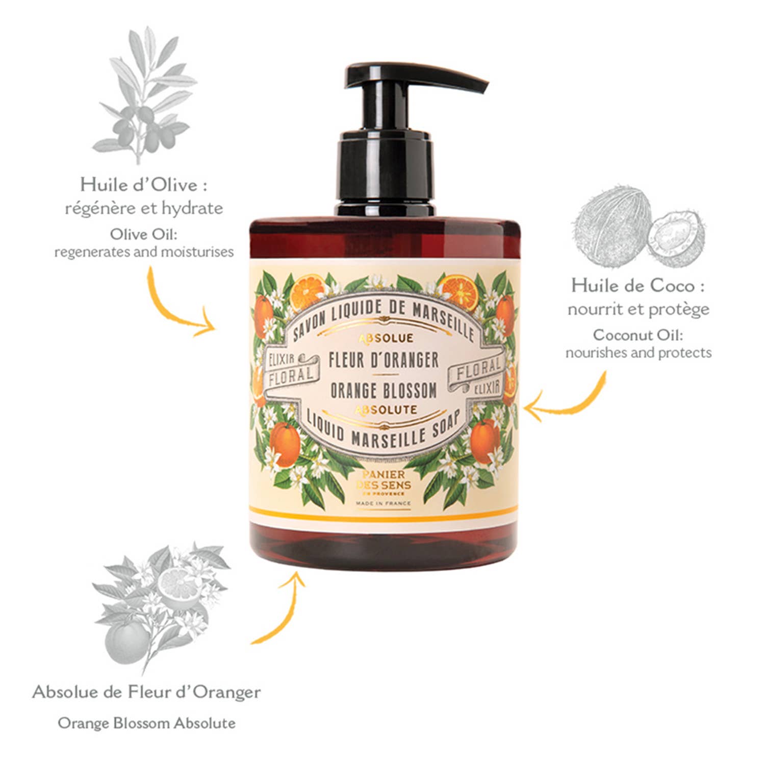 Liquid Marseille Soap Orange Blossom 500 ml
