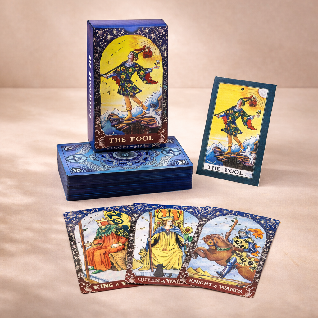 Blue Foil Tarot Card Set Mandala