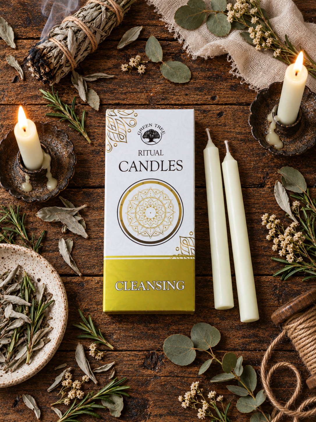 Green Tree Ritual Candle - Cleansing 10-pack