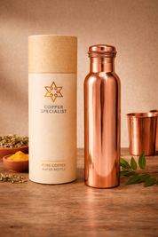 Kopparvattenflaska Slätpolerad Diamond Polish med skruvlock 950ml