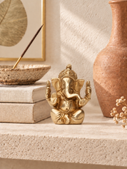 Ganesha Staty i Mässing Lyckobringare 12cm