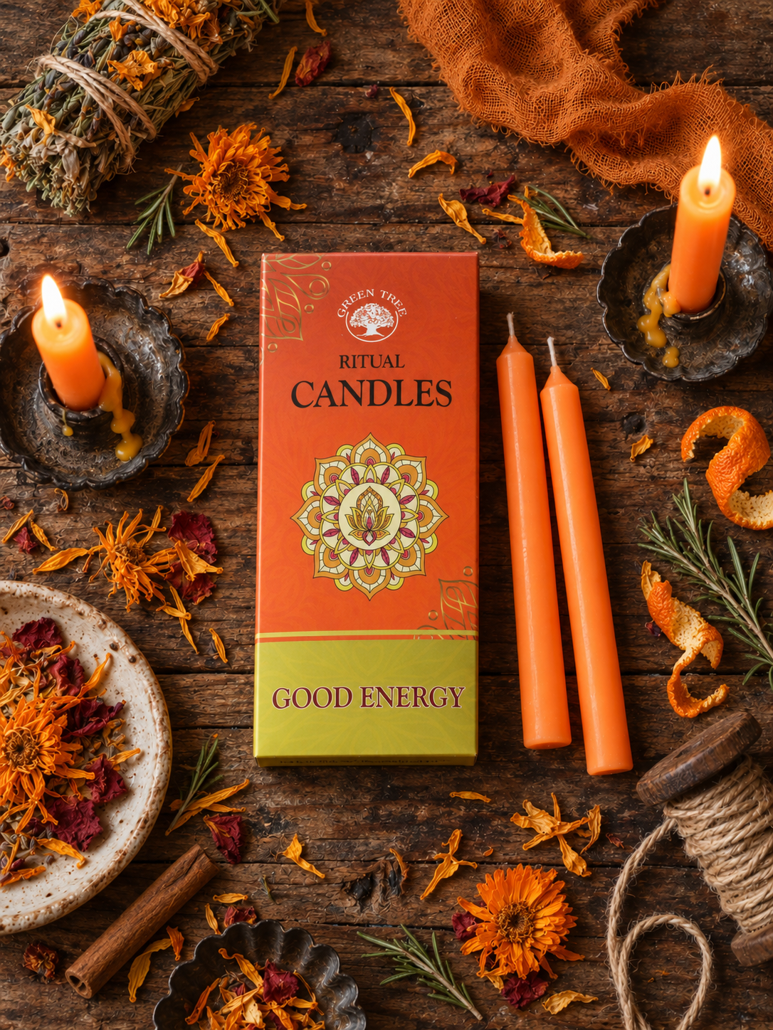 Green Tree Ritual Candle - Good Energy 10-pack