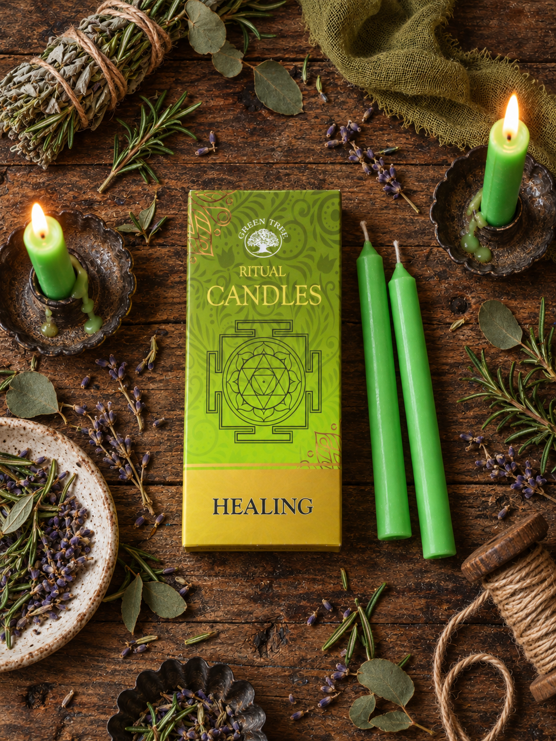 Green Tree Ritual Candle - Healing 10-pack