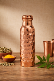 Kopparvattenflaska Hamrad Diamond Polish med skruvlock 750ml