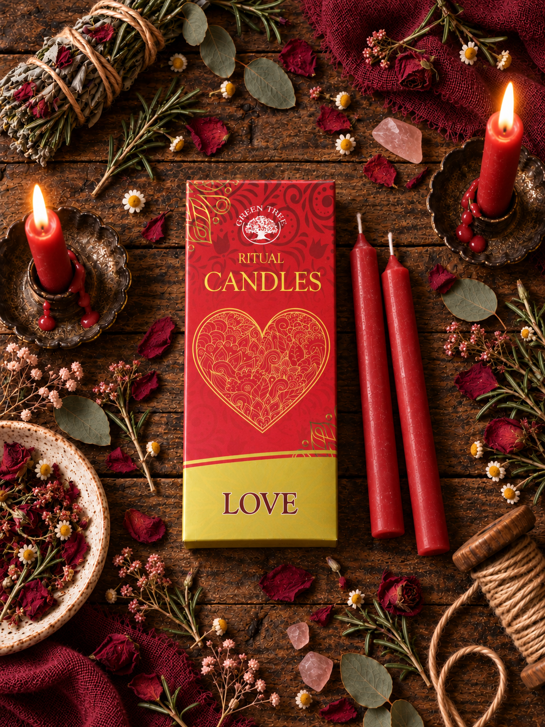 Green Tree Ritual Candle - Love 10-pack