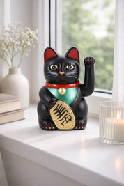Maneki Neko Lucky Cat Classic Black - Protection