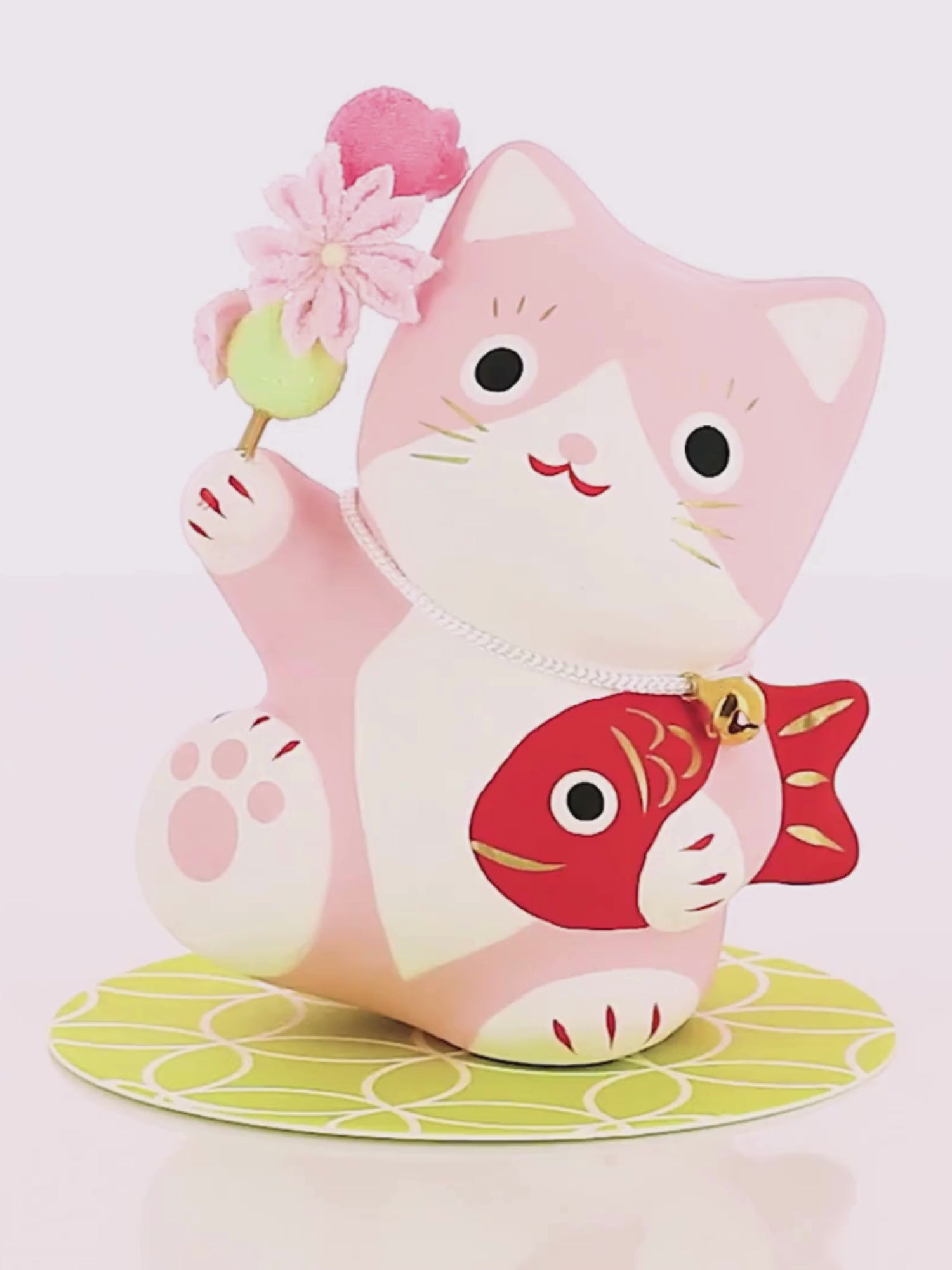 Double Fortune Maneki Neko Pink