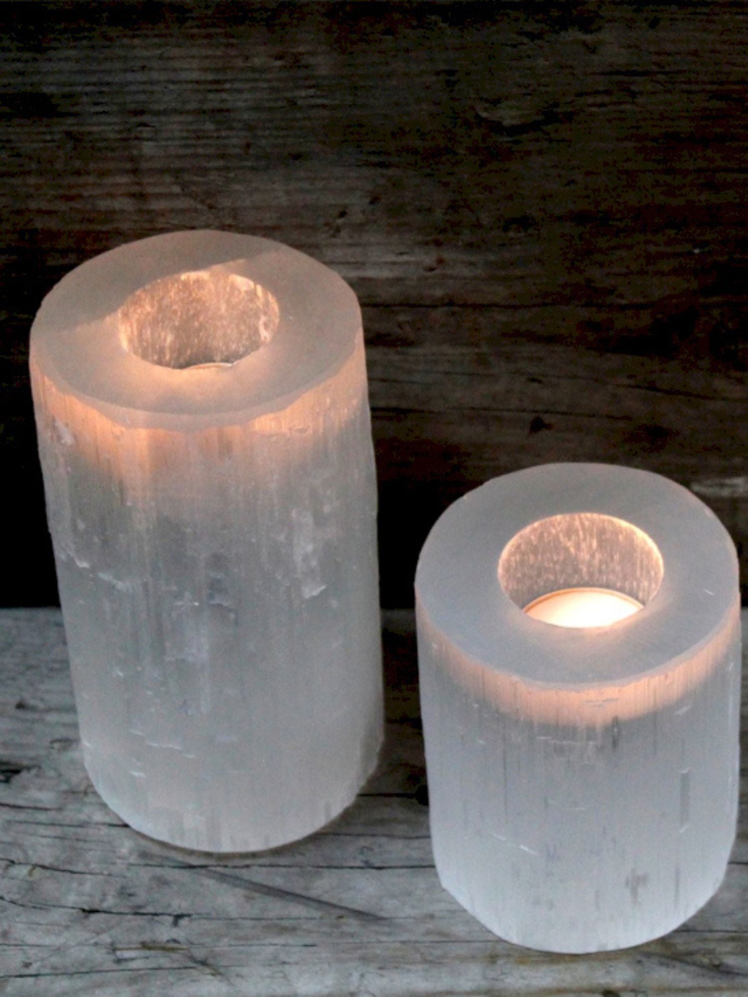 Selenite tea light holder