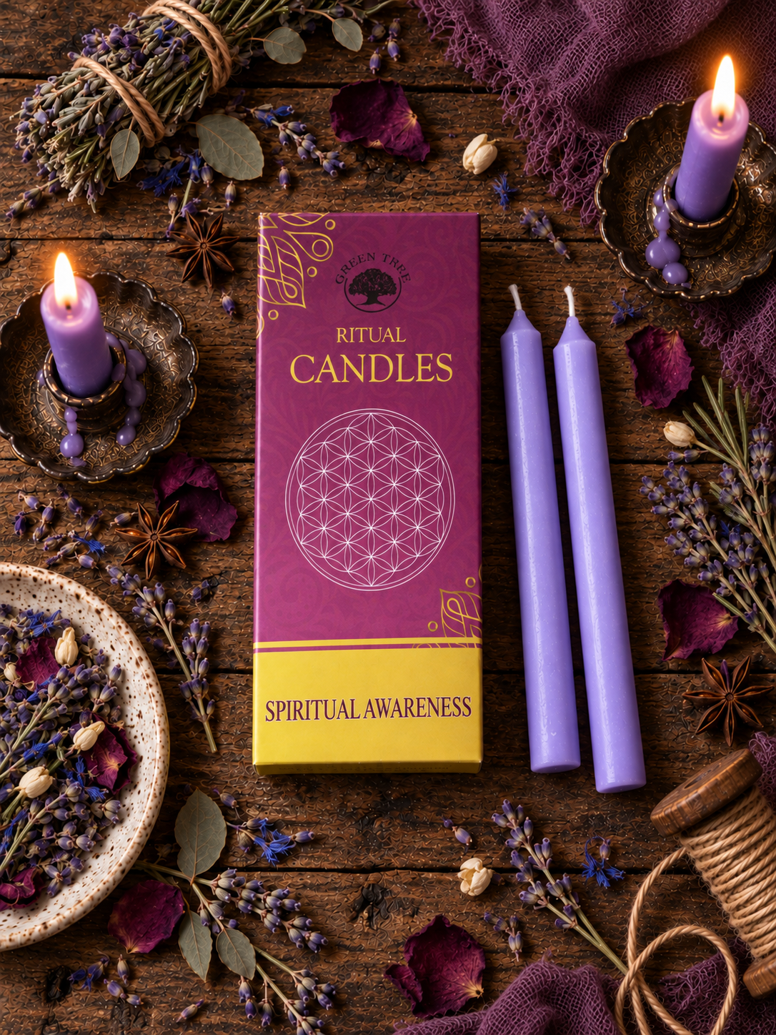 Green Tree Ritual Candle - Spiritual Awareness 10-pack